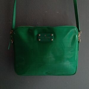 Kate Spade Green Patent Leather Perforated Grid Crossbody Bag Gold Hardware